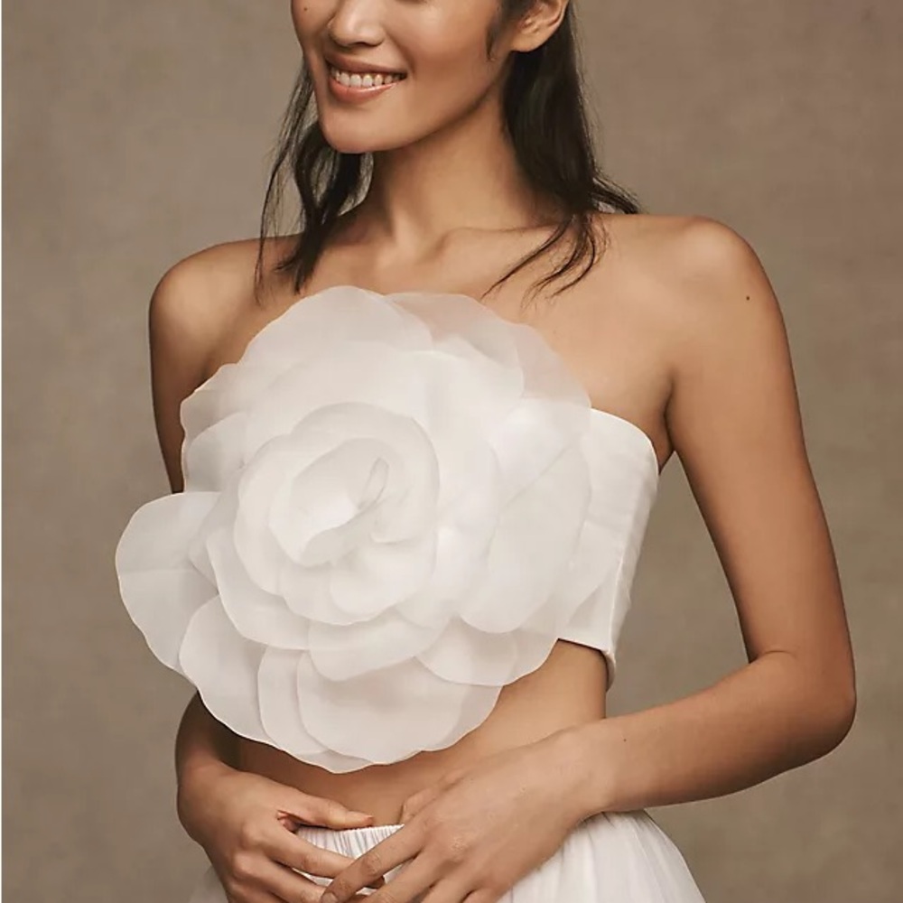 Cynthia Rowley Organza Flower Bandeau Top
